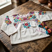 Blusa bordada a mano con hilo de algodón