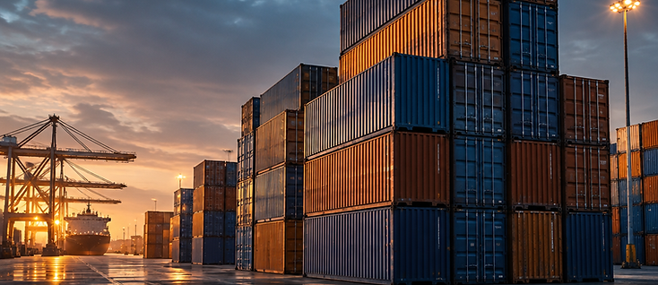 Logistics hub with shipping containers