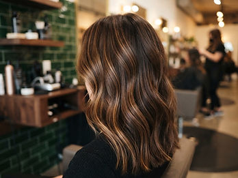 Illustration de cheveux bruns aux reflets caramel.