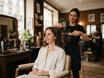 Illustration d'un brushing sur cheveux mi-longs.