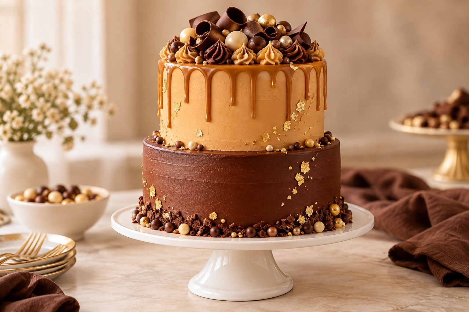 Two-Tier Chocolate Caramel Celebration Cake