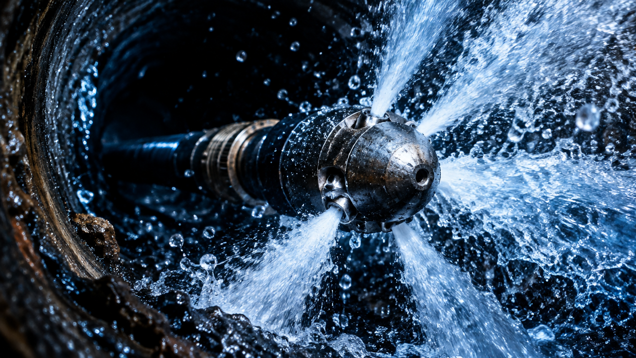 High-pressure hydro jetting in action