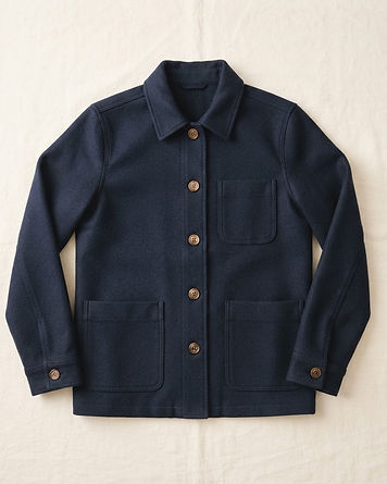 Navy Wool-Blend Chore Coat