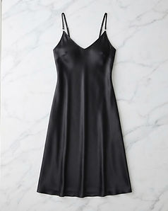Satin Slip Midi (Midnight Black), product photo