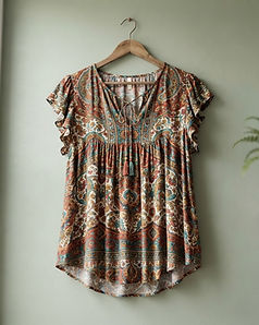 Boho Printed Blouse (Multi-Color), product photo