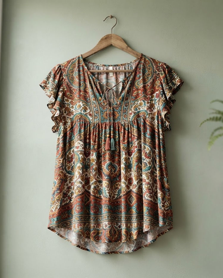 Boho Printed Blouse (Multi-Color), product photo