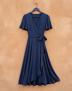 Midi Wrap Dress (Navy Blue), product photo