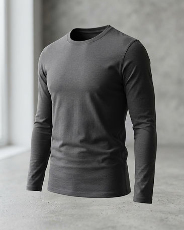 Long Sleeve Basic Tee - Charcoal (Charcoal), product photo