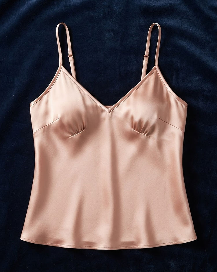 V-Neck Satin Camisole (Rose Gold), product photo