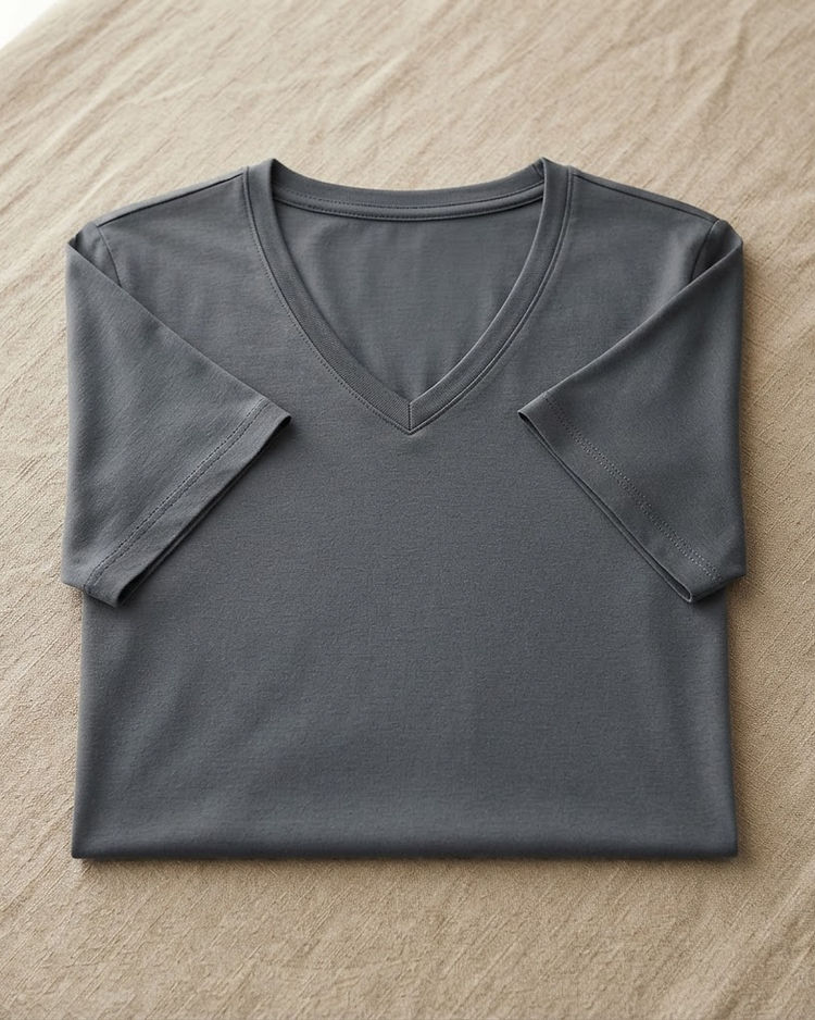 Minimalist V-Neck Tee - Slate Grey (Slate Grey), product photo