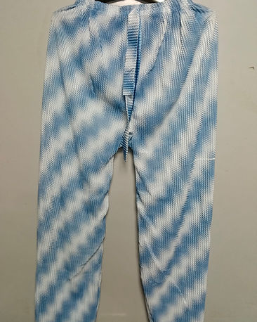 Pleated Crinkle Trousers - Blue Stripe