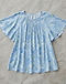 Flutter Sleeve Blouse (Floral Blue), flat-lay view