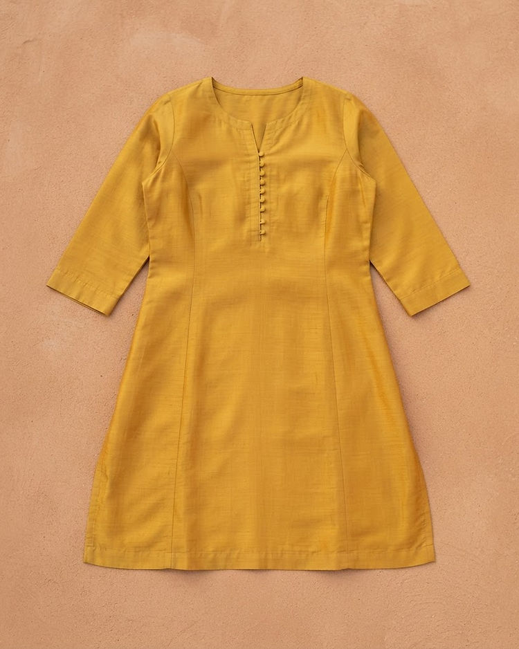 Cotton Silk Kurti - Mustard (Mustard), product photo