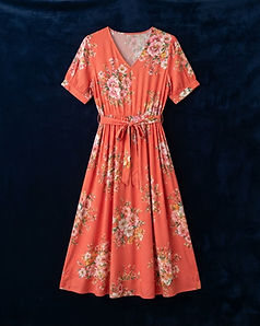 Floral Bloom Midi Dress - Coral (Coral), product photo