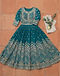 Mirror Work Anarkali Dress (Teal), flat-lay view
