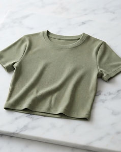 Ribbed Cropped Tee (Sage Green), product photo