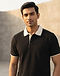 Contrast Collar Polo - Black (Black), lifestyle setting