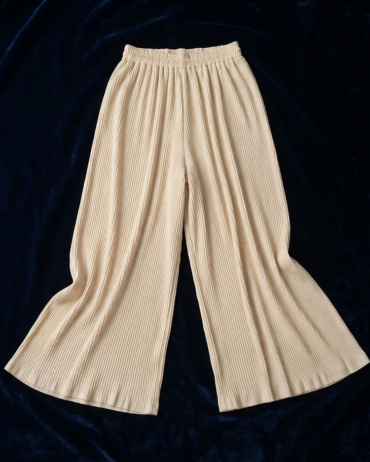 Pleated Ethnic Palazzo - Cream (Cream), product photo