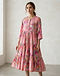 Floral Print Tiered Kurta (Pink), lifestyle setting