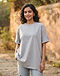 Oversized Boyfriend Tee (Heather Grey), worn or held by model
