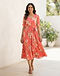 Floral Bloom Midi Dress - Coral (Coral), worn or held by model