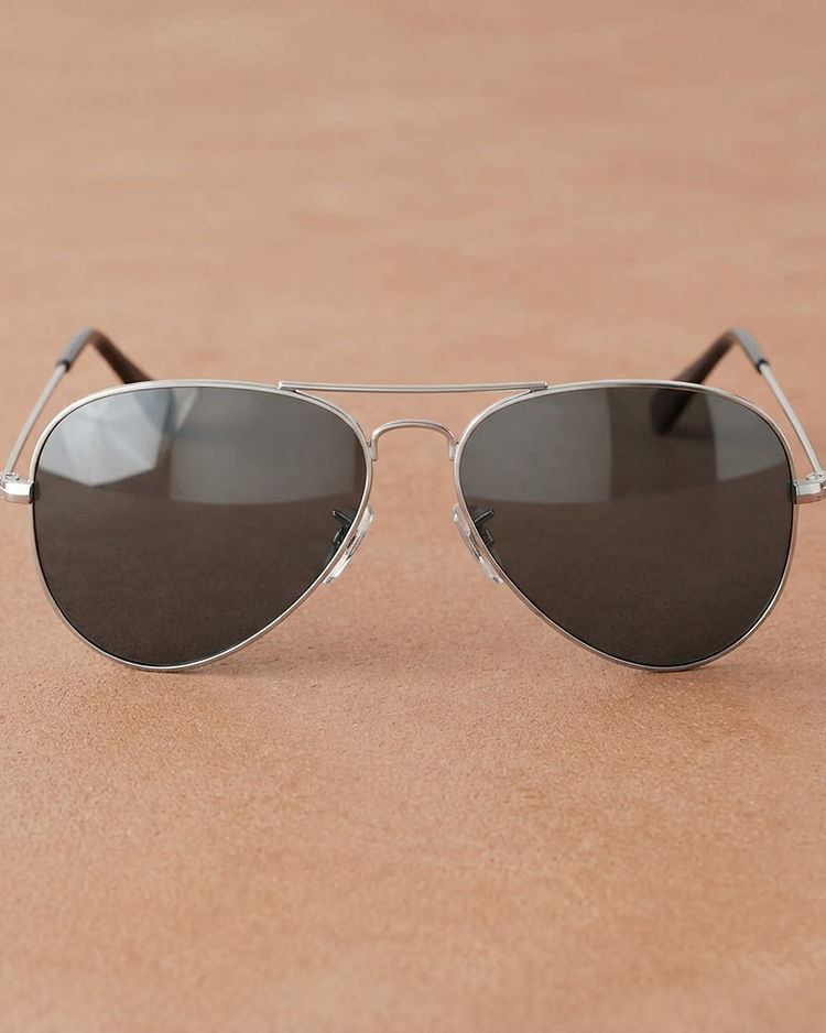 Aviator Sunglasses - Silver Frame (Silver), product photo