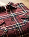 Flannel Plaid Shirt - Maroon (Maroon), detail close-up