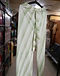 Sage stripe pleated trousers with self-tie, front view