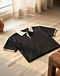 Contrast Collar Polo - Black (Black), worn or held by model
