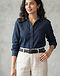 Woven Leather Belt - Black (Black), worn or held by model
