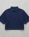 Boxy Cropped Polo (Navy), flat-lay view