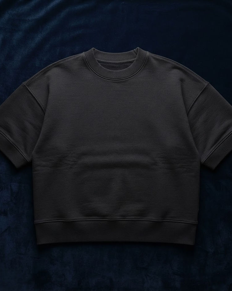 Heavyweight French Terry Sweat-Tee - Black (Black), product photo