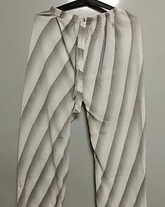 Pleated Crinkle Trousers - Taupe Stripe