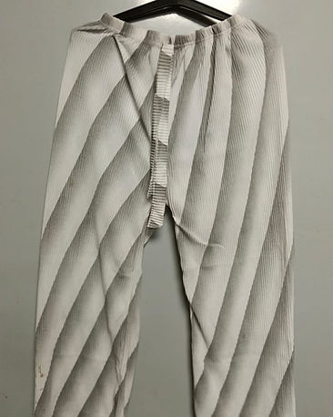 Pleated Crinkle Trousers - Taupe Stripe