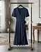 Midi Wrap Dress (Navy Blue), worn or held by model