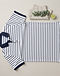 Striped Mariner Polo - White & Navy (White), flat-lay view