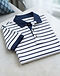 Striped Mariner Polo - White & Navy (White), worn or held by model