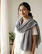Cotton Blend Scarf - Grey (Grey), worn or held by model