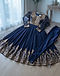 Sequined Anarkali Set (Navy), worn or held by model