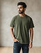 Relaxed Fit Pocket Tee - Olive (Olive), worn or held by model
