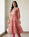 Floral Print Tiered Kurta (Pink), worn or held by model