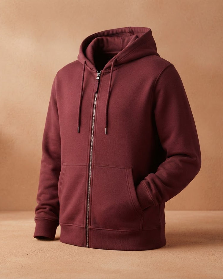 Nordic Zip-up Sweatshirt (Maroon), product photo
