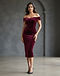 Velvet Evening Midi Dress (Wine), worn or held by model