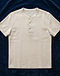 Linen Blend Henley Top (Beige), flat-lay view