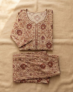 Cotton Palazzo Set - Ethnic Print (Beige), product photo