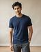 Classic Pima Cotton Crew Neck - Navy (Navy), worn or held by model