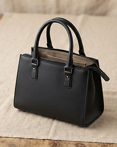 Minimalist Leather Handbag - Black (Black), product photo