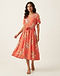 Floral Bloom Midi Dress - Coral (Coral), lifestyle setting