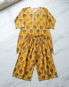 Ethnic Print Kurta with Palazzos (Yellow), product photo