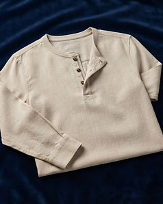 Linen Blend Henley Top (Beige), product photo